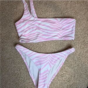 triangl swimwear Pink & White Zebra-Texture Bikini Set
